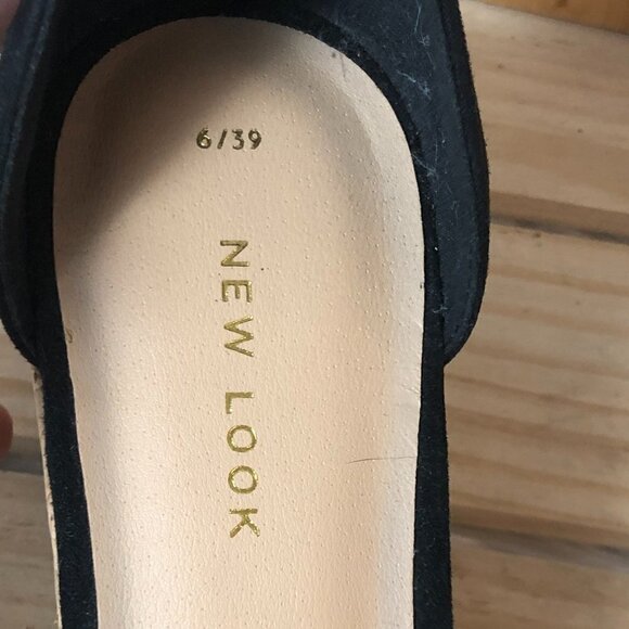 New Look Suedette Flat Form Cork Ankle Strap Black Platform Sandal Size 8 - Picture 3 of 8